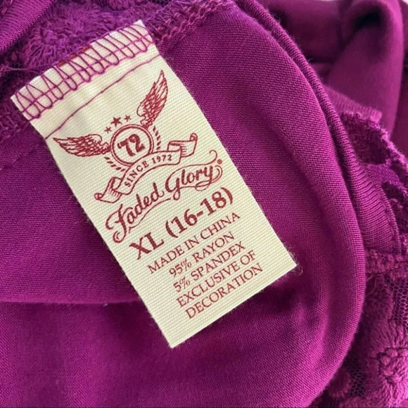 Faded Glory XL dark pink flows boho tunic top - Picture 6 of 6